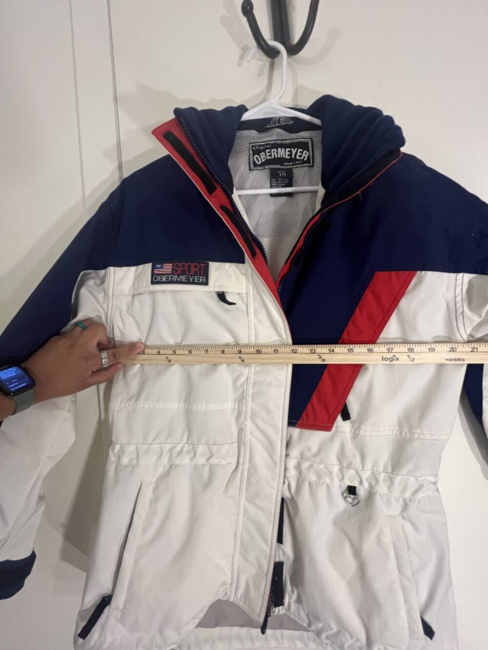 Vintage Obermeyer Sport Ski Jacket - White, Navy & Red - Size 10 - Picture 3 of 14